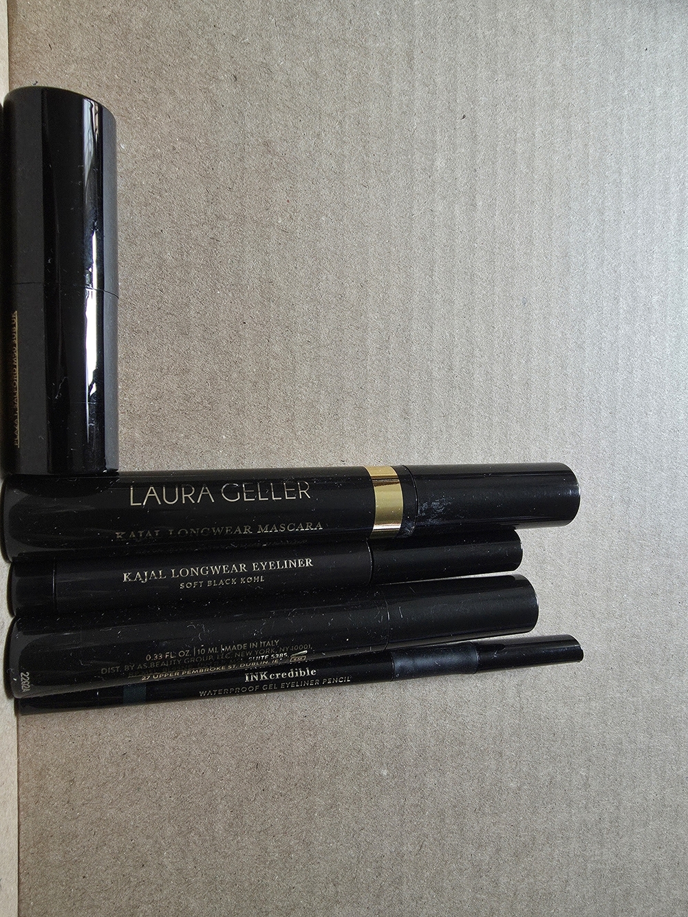 Laura Geller Black Eyeliner & Mascara 4 Piece Set - FREE LIPSTICK